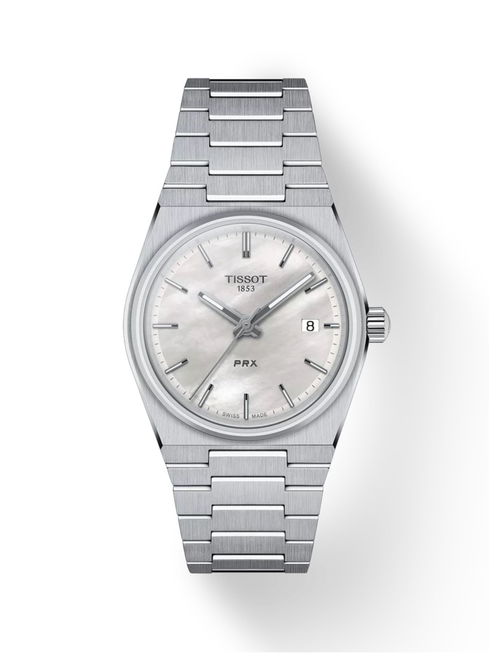 Tissot PRX Silver Stainless Steel Watch with White Mother-of-Pearl Dial